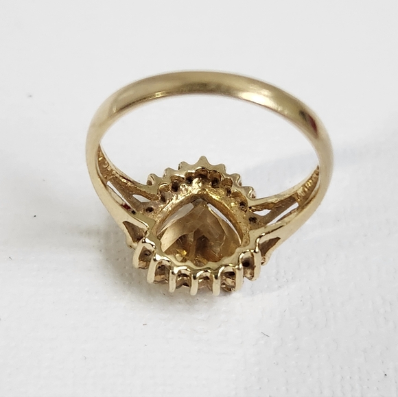 One Estate Owned 80's 14K Solid Gold Citrine & Diamonds 2.80cts 3.28g Ring Sz 7 - Picture 13 of 15